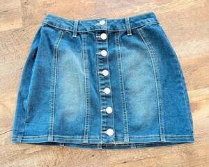 Refuge Blue Denim Mini Skirt Button Front S
